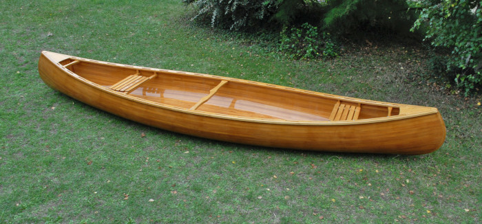 Image 4 - wooden open touring canoe, overall side view