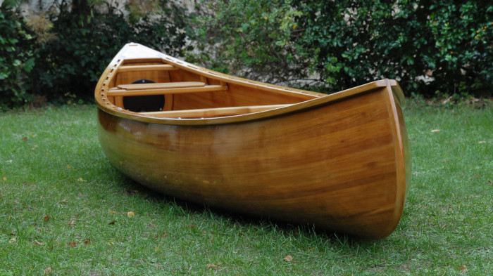 Image 1 - wooden open touring canoe ¾ front view