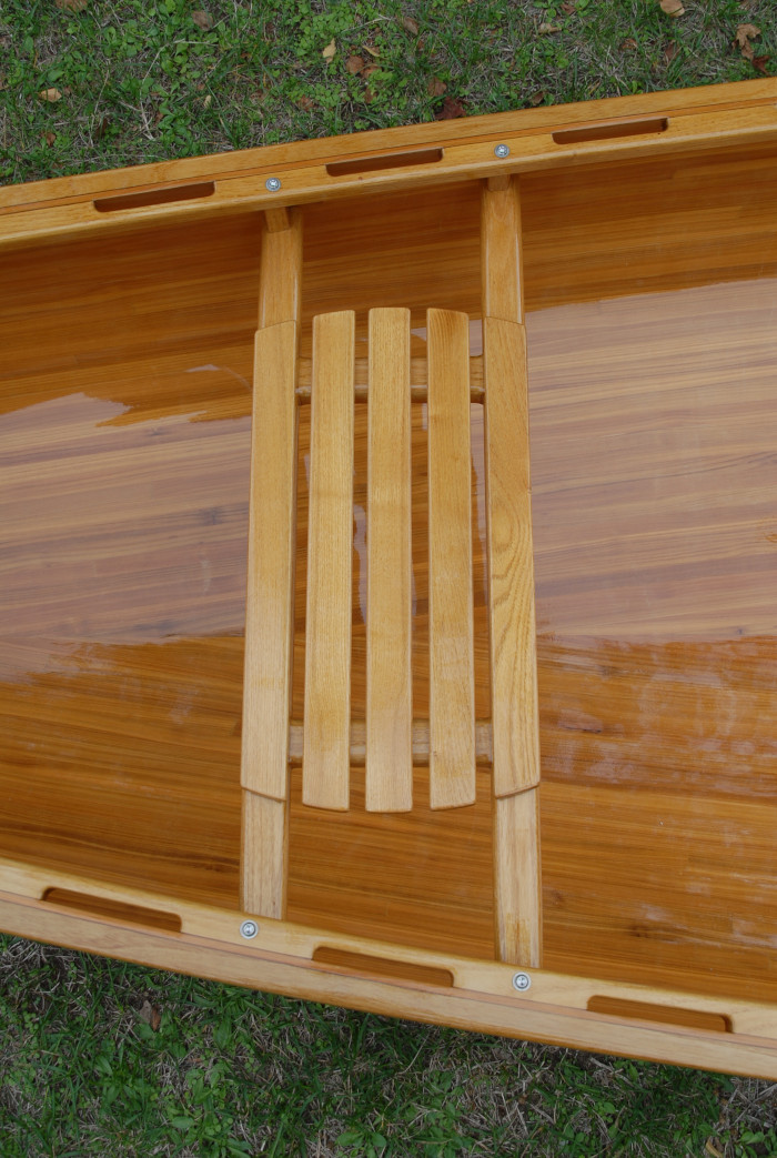 Image 3 - wooden open touring canoe, view on the front seat